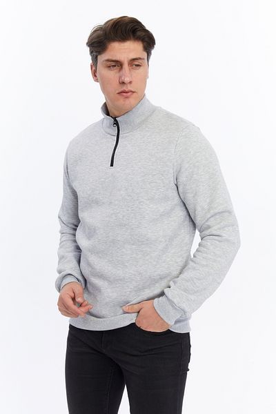 SİETE Hanorac din bumbac fleece cu croială relaxată - jumătate cu fermoar, guler ridicat