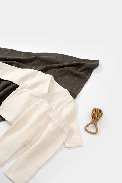 BabyCosy Organic Muslin Double Breasted Long Sleeve Top & Bottom Set