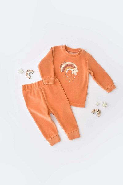 BabyCosy Set pantaloni și cămașă cu mânecă lungă din catifea cu stea - Csyk6008