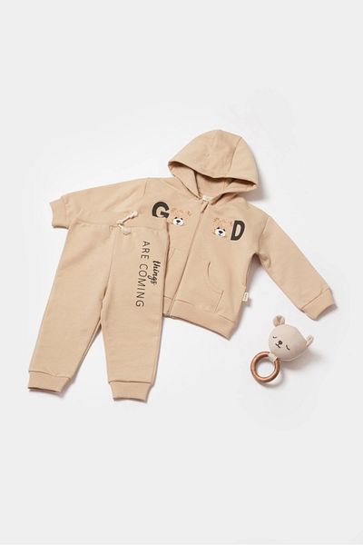 BabyCosy Baby Hooded Jacket and Trousers Set - 100% Organic Cotton, Newborn Series - Csy8007