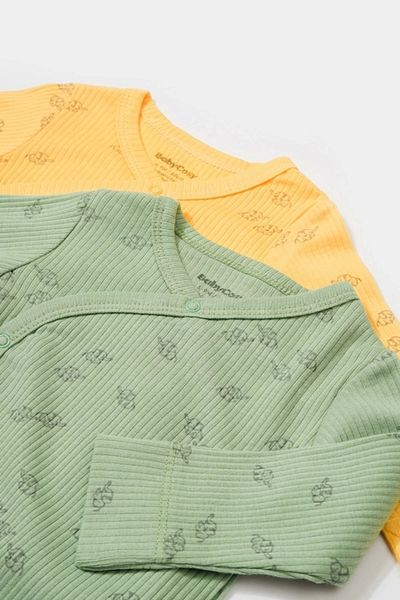 BabyCosy Pachet de 2 Badi cu mânecă lungă, cu mânecă lungă, cu imprimeu organic modal elefant