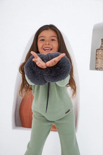 Hilal Akıncı Kids Markasensinkids Girls - Detachable Collar and Sleeve Knitwear Sweater, Pants Set