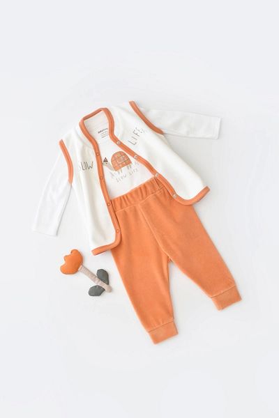 BabyCosy Set vestă din catifea țestoasă din 3 piese pentru bebeluși, seria pentru bebeluși și nou-născuți - Csyk6025