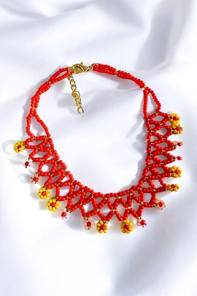 PETEK AKSESUAR Flower Anklet - Beaded Handmade