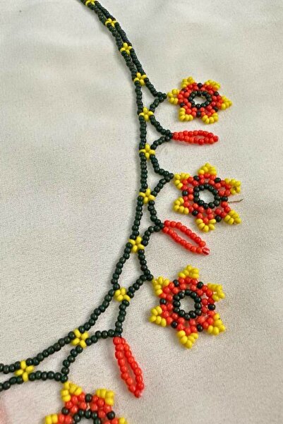 PETEK AKSESUAR BONCUK OYA EL YAPIMI ÇİÇEK ETNİK KOLYE