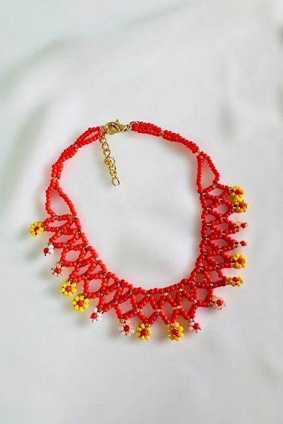 PETEK AKSESUAR Flower Anklet - Beaded Handmade