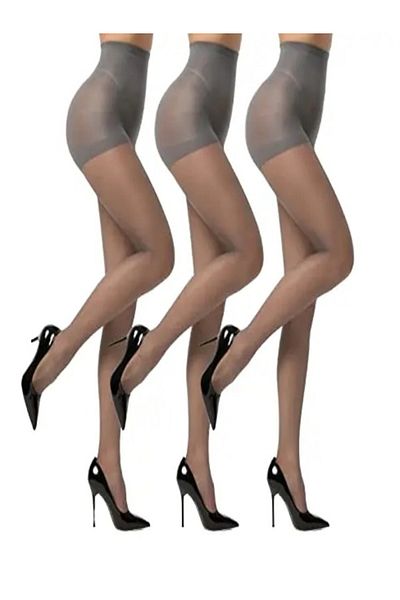 ÇILGIN Fit 15 Anthracite Denier 3-Piece Pantyhose Set
