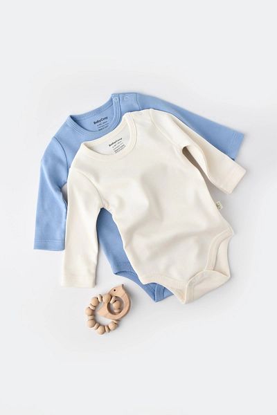 BabyCosy بدلة أطفال مكونة من قطعتين - كم طويل، 100% قطن عضوي، سلسلة حديثي الولادة - Csy3024