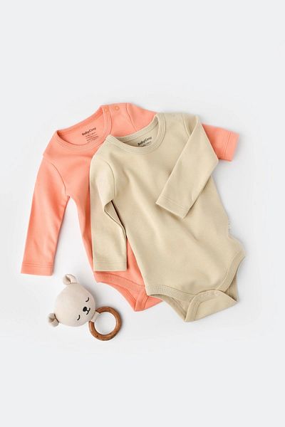 BabyCosy Body pentru bebeluși 2 bucăți - mânecă lungă, 100% bumbac organic, seria nou-născut - Csy3025