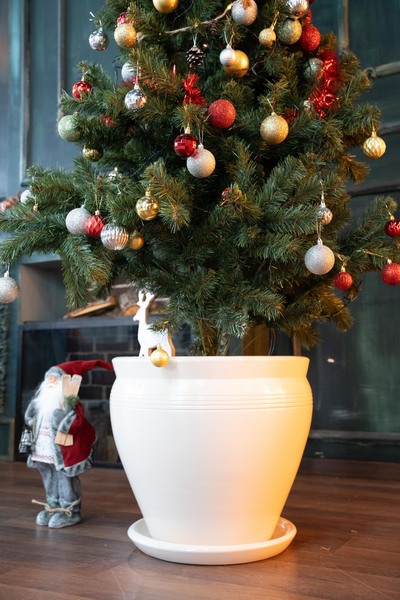 odka 40litre Tasarım Saksı Tabaklı Ekru 35cmx40cm