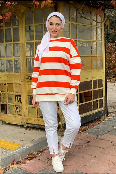 Moda Rosa 25K4432 - Orange - Raised Striped Sweat