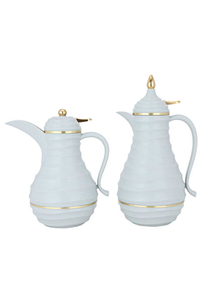 Alsaif Gallery Blanca light gray and gold thermos set of 2 pieces