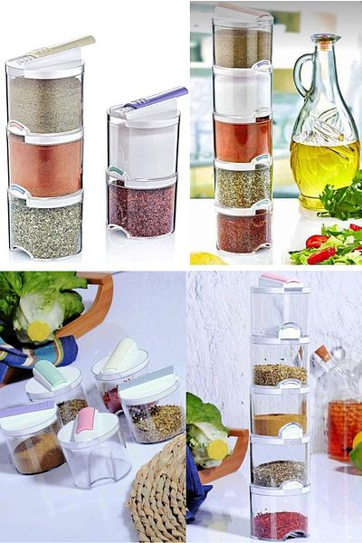 STOREMAX Oskyshop Bremen 5-Piece Colorful Spice Rack Set - Acrylic Snap-On