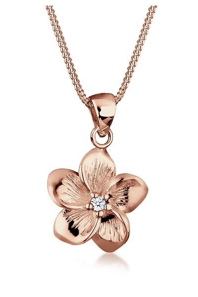 ELLI Colier pentru dama, floare de frangipani cu diamant (0,03 ct) in argint 925