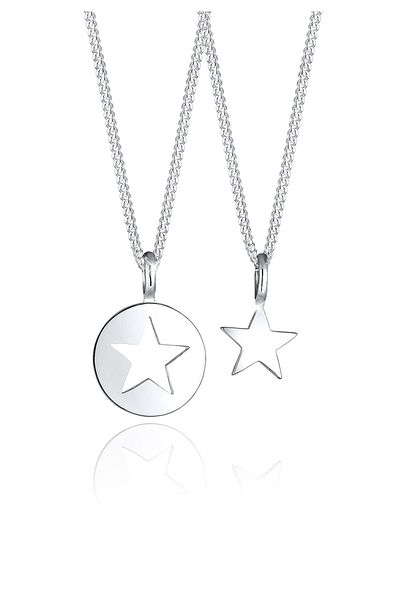 ELLI Colier Dama Set Stele Decupate Pandantiv Mama Copil Din Argint Sterling 925