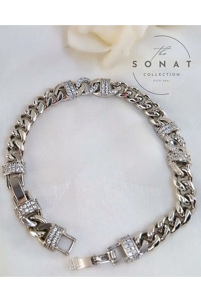 Sonat Collection Xuping Does Not Fade, Does Not Tarnish 21 cm Silver Color Zircon Stone Gourmet Bracelet
