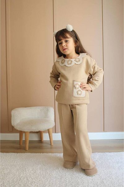 MİO Girl's Raised Knitted Detailed Set