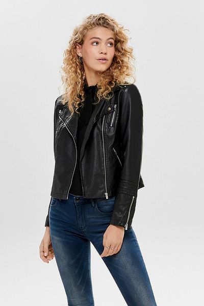 ONLY Women's Black Leather Coat 15153079