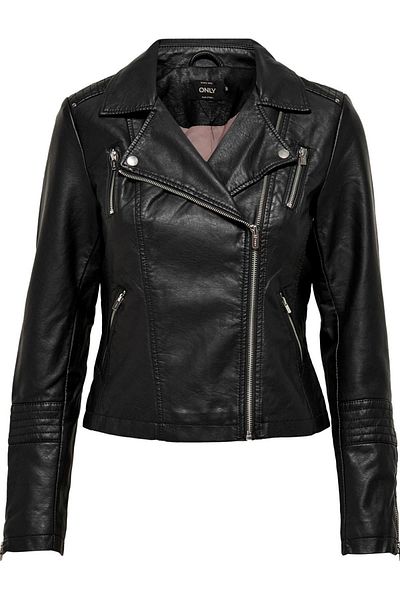 ONLY Women's Black Leather Coat 15153079