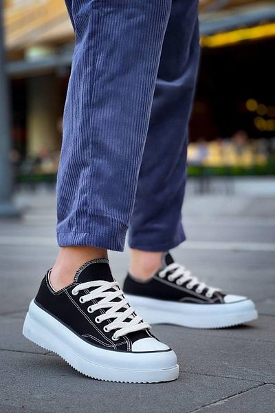 BOA Kb-Cx-3 Short Black Linen White High Sole Sneakers