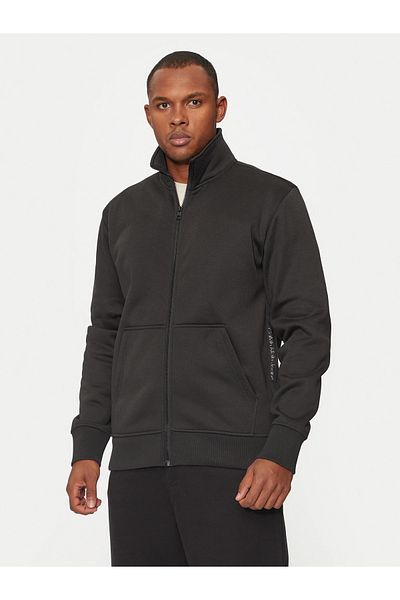 Calvin Klein Men's Black Sweatshirt - Regular Fit, Pocket Detail, Soft Inner Padding, Stand Collar J30J 326778 -Beh