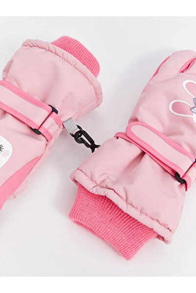 LC Waikiki LCW ACCESSORIES Pembe Tavşan Baskılı Kız Çocuk Kar Eldiveni