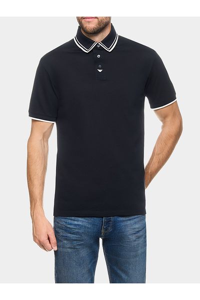 Emporio Armani Ανδρικό μπλουζάκι με λαιμόκοψη Navy Blue - κανονική εφαρμογή, βαμβακερό, κοντό μανίκι 6D1F65 1JTKZ-0992
