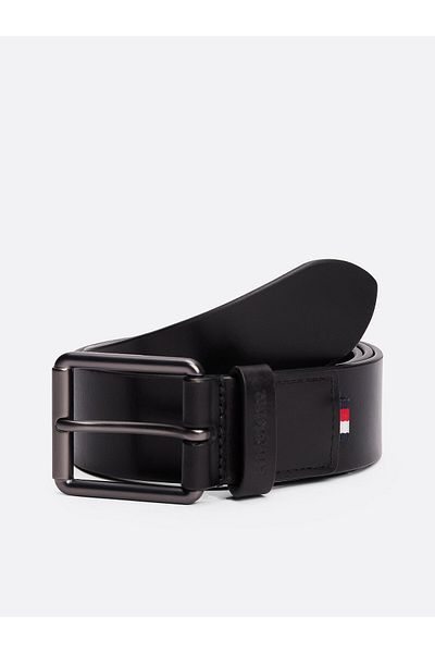 Tommy Hilfiger Men's Adjustable Strap Rectangular Design Lined Black Belt Am0Am13302-Bds