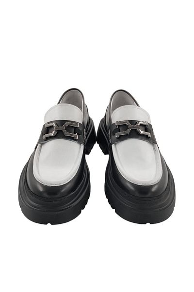 MİLONEK 20241308711   Men's Black-White Buckle Casual Loafer