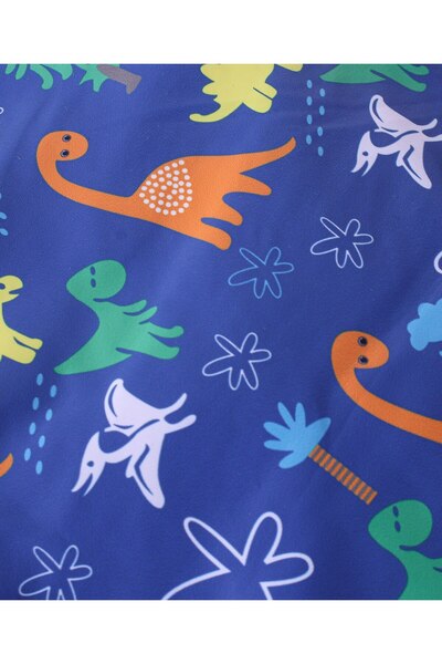 Babyhug Babyhug Full Sleeves Padded & Hooded Jacket Dino Print- Blue
