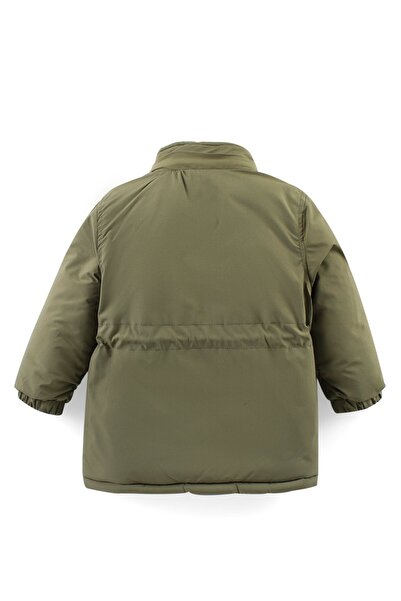 Babyhug Babyhug Woven Full Sleeves Solid Jacket with Detachable Hood & Patch Detailing - Olive Green