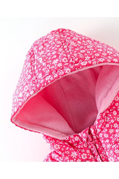 Babyhug Babyhug Sleeveless Hooded & Padded Jacket Floral Print- Pink