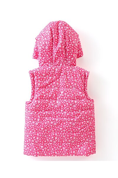 Babyhug Babyhug Sleeveless Hooded & Padded Jacket Floral Print- Pink