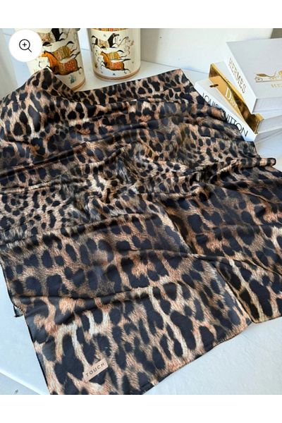 Touch Leopard print cotton silk shawl