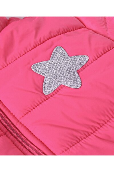 Babyhug Babyhug Full Sleeves Padded & Hooded Jacket With Embroidery- Fuchsia