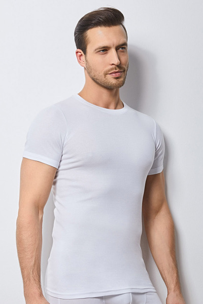 Svm Erkek Beyaz Ribana T-Shırt 6'lı Paket