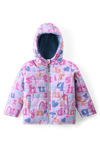 Babyhug جاكيت Babyhug مبطن بأكمام طويلة مع تصميم الحروف الأبجدية - وردي