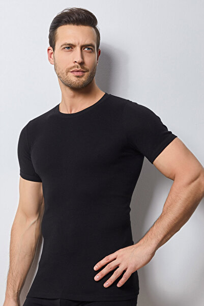 Svm Erkek Siyah Ribana T-Shırt 6'lı Paket