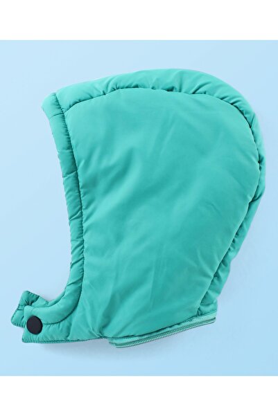 Babyhug Babyhug Woven Full Sleeves Padded Hooded Jacket With Cut & Sew Design & Text Detailing - Teal Blue