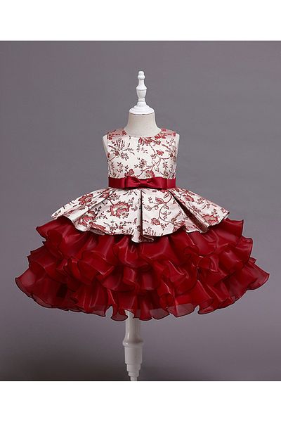 Kookie Kids Multi Flair Party Dress - Red