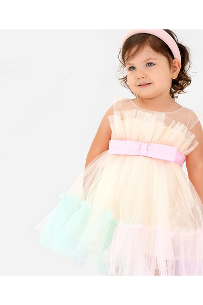Kookie Kids Frill Bow Party Dress - Multicolor