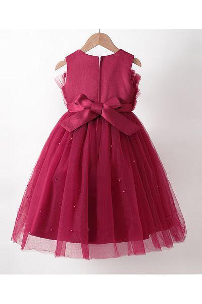 Kookie Kids Pearl Embellished Party Dress - Red