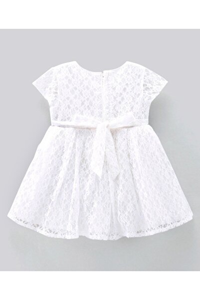 Babyhug Babyhug Lace Frock with Headband - White