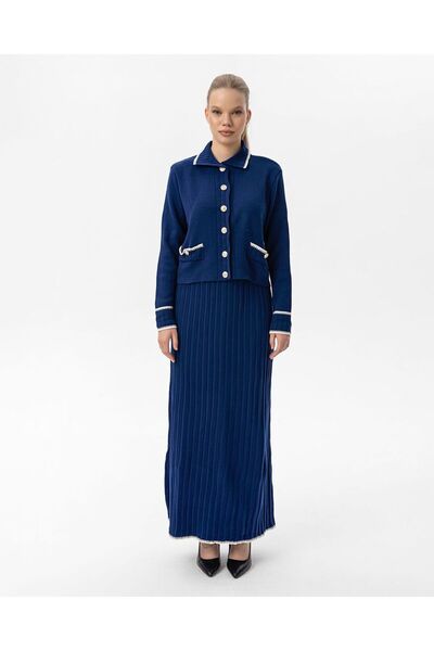 erk giyim Etekli Düğmeli Takım