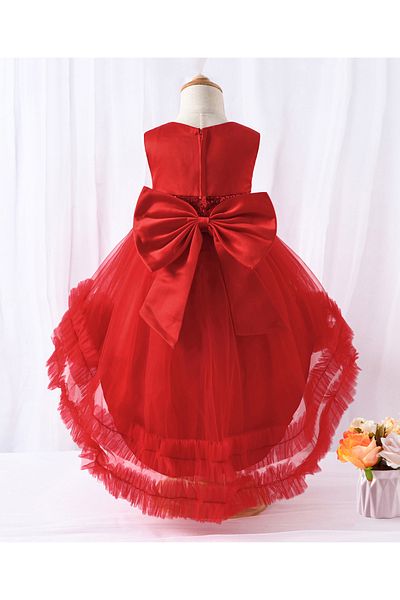 Kookie Kids Soft Net Floral Embellished Tutu Dress - Red