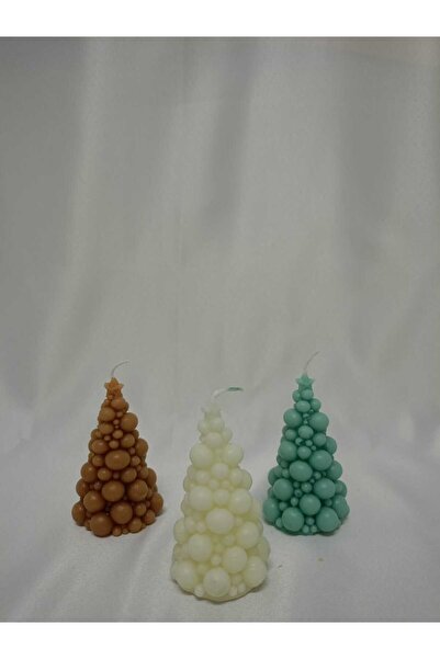 Viollet Art Design 3'lü Set Bubble Çam Ağacı Yılbaşı Mumu - Bubble Ağaç Mum -...