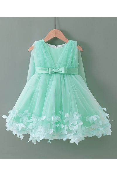 Kookie Kids Flower Applique Party Dress - Teal