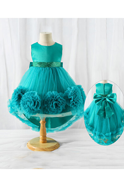 Kookie Kids فستان توتو مزين بالزهور من شبكة ناعمة - أخضر