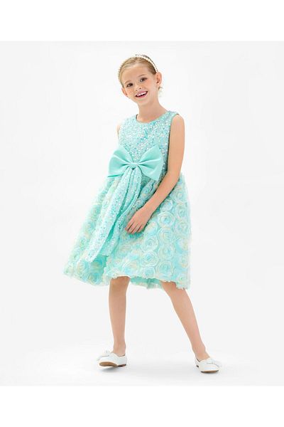 Kookie Kids All Over Embellished Floral Dress - Green
