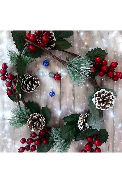 Yenigeldi 2 bucăți 1,5 metri cu tulpină Buxwood Buxwood Kokina Red Berry Ornament de Anul Nou Ornament de Anul Nou t1182